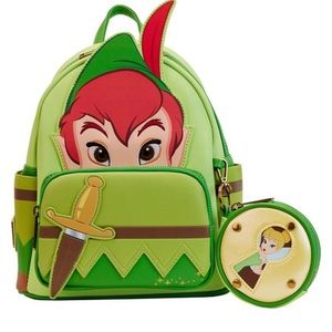 Limited Edition Peter Pan and Tinker Bell Cosplay Mini Backpack with Coin Purse